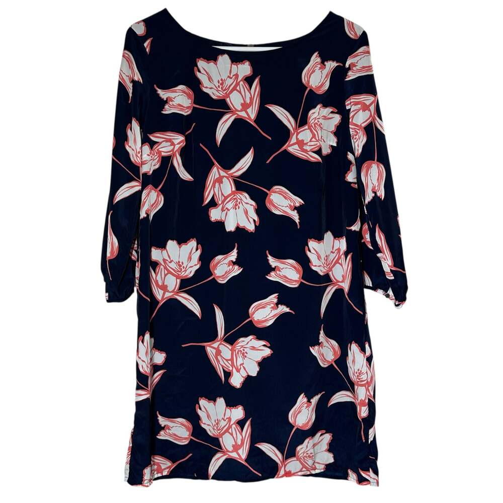 Old Navy Dress Womens Medium Navy Blue Pink and White Floral Lightweight Summer
